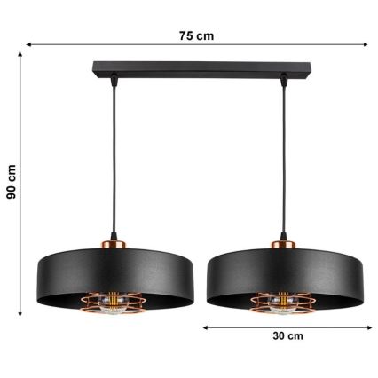 Ljuskrona med snöre VEST 2xE27/60W/230V