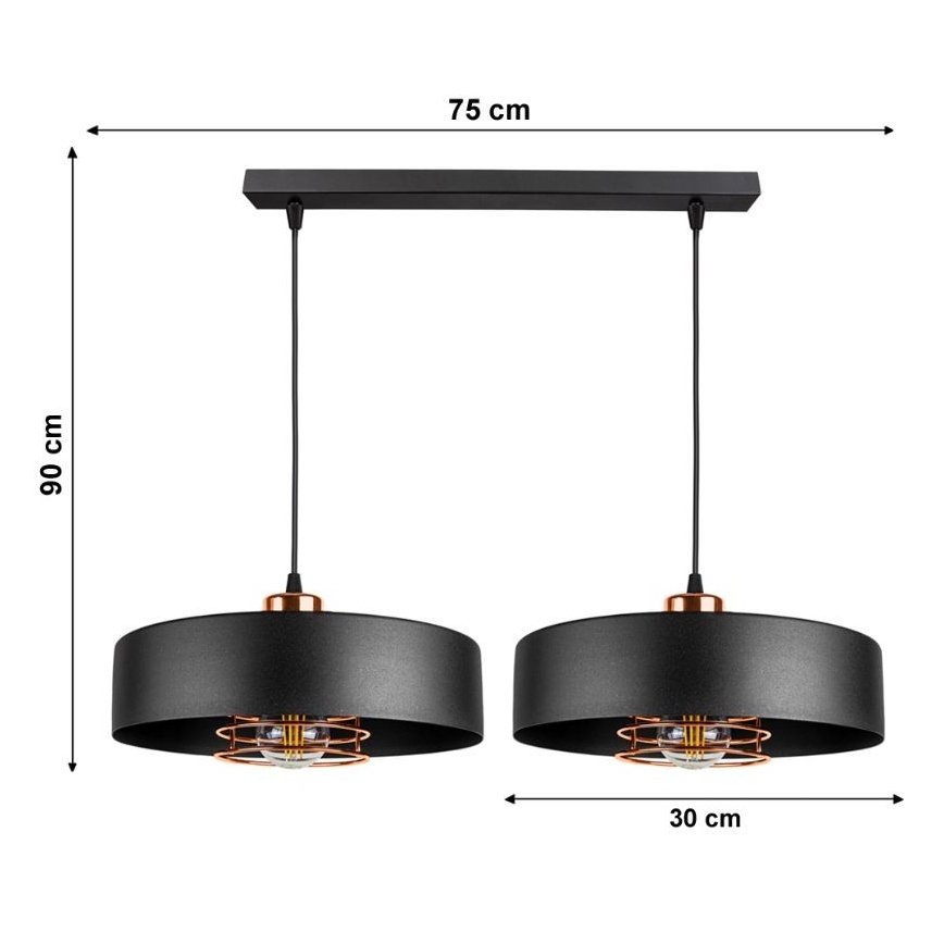 Ljuskrona med snöre VEST 2xE27/60W/230V