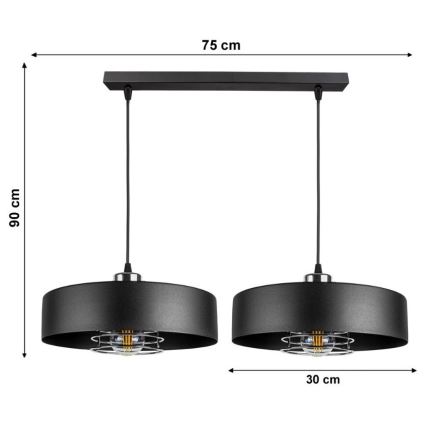Ljuskrona med snöre VEST 2xE27/60W/230V