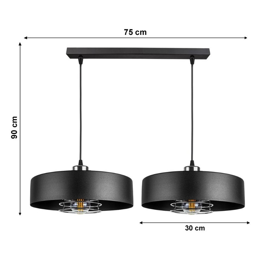 Ljuskrona med snöre VEST 2xE27/60W/230V