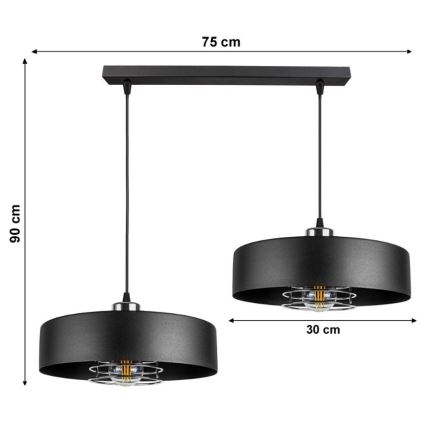 Ljuskrona med snöre VEST 2xE27/60W/230V