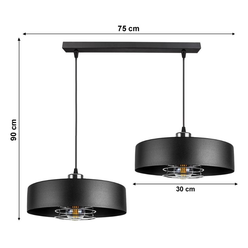 Ljuskrona med snöre VEST 2xE27/60W/230V
