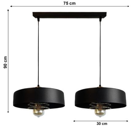 Ljuskrona med snöre VEST 2xE27/60W/230V