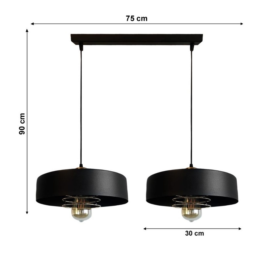 Ljuskrona med snöre VEST 2xE27/60W/230V
