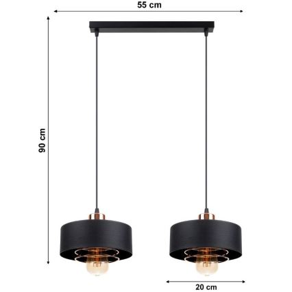 Ljuskrona med snöre VEST 2xE27/60W/230V