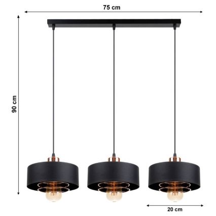 Ljuskrona med snöre VEST 3xE27/60W/230V