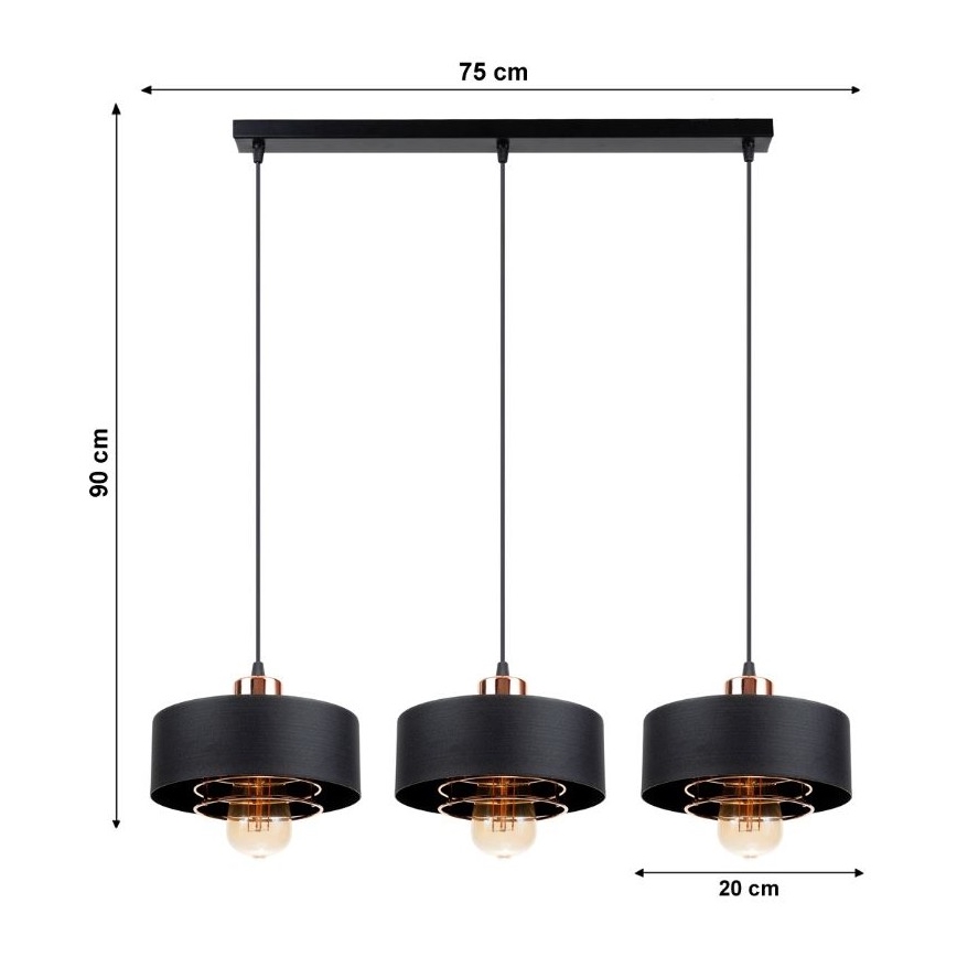 Ljuskrona med snöre VEST 3xE27/60W/230V