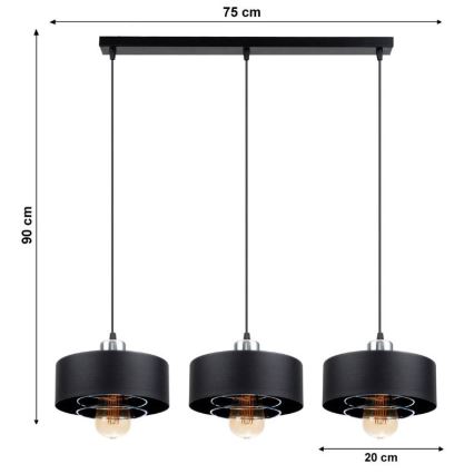 Ljuskrona med snöre VEST 3xE27/60W/230V