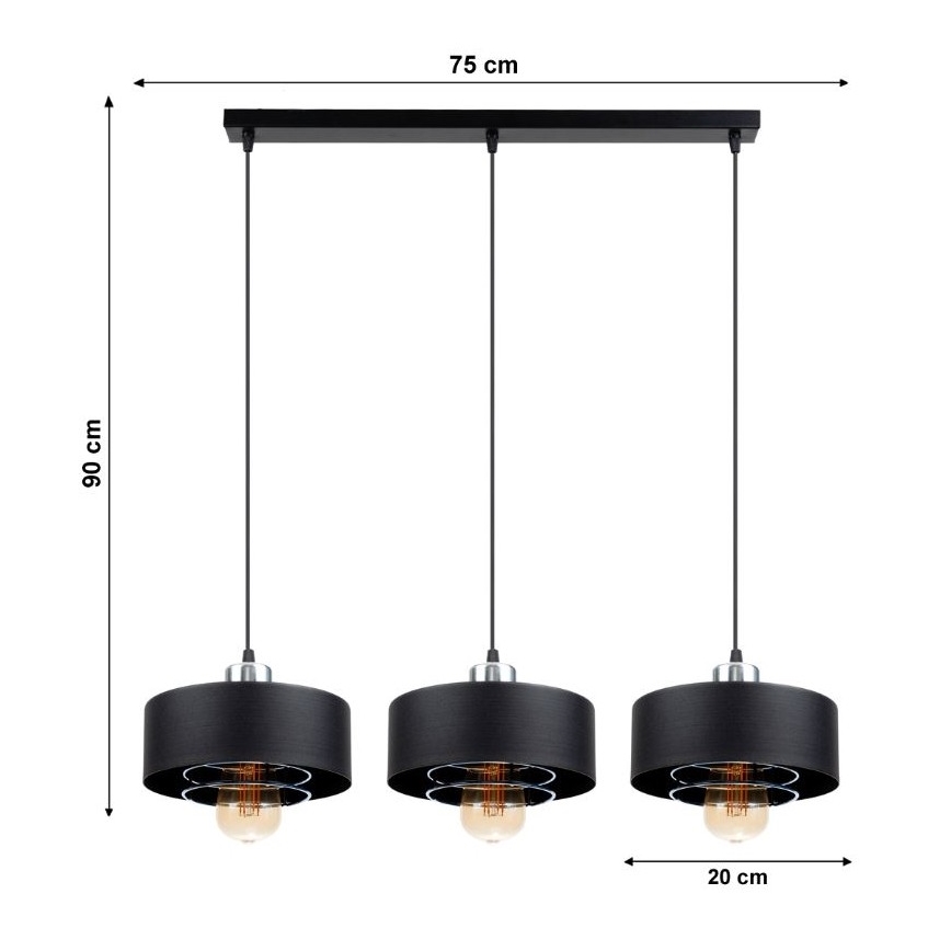 Ljuskrona med snöre VEST 3xE27/60W/230V