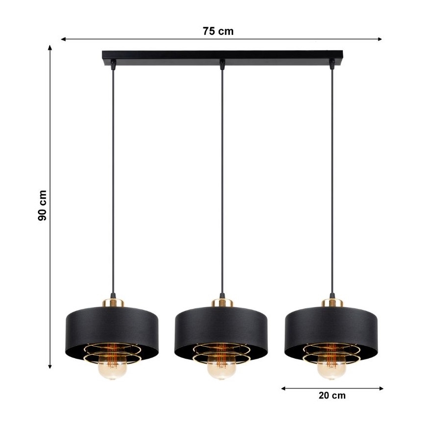Ljuskrona med snöre VEST 3xE27/60W/230V