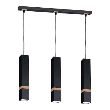 Ljuskrona med snöre VIDAR 3xGU10/25W/230V svart