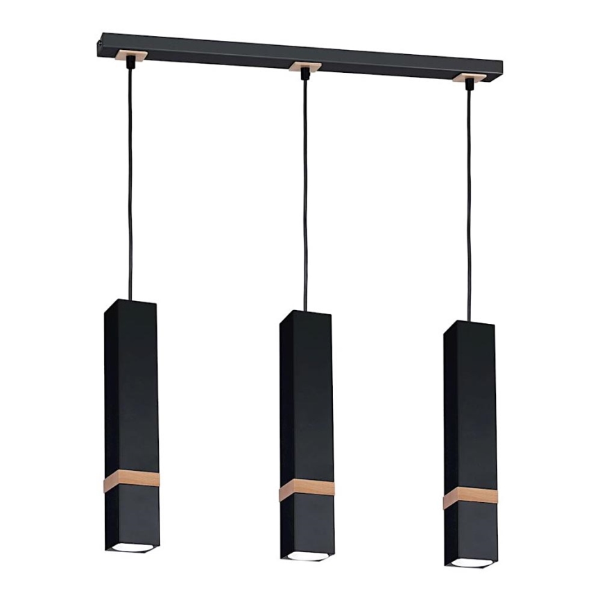 Ljuskrona med snöre VIDAR 3xGU10/25W/230V svart