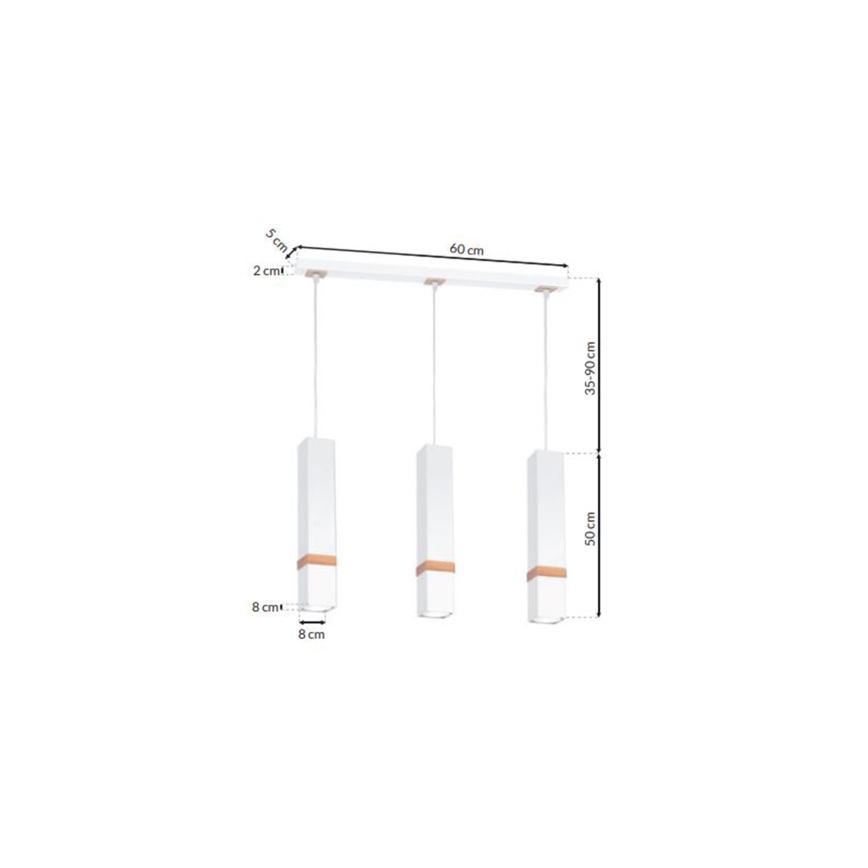 Ljuskrona med snöre VIDAR 3xGU10/25W/230V vit