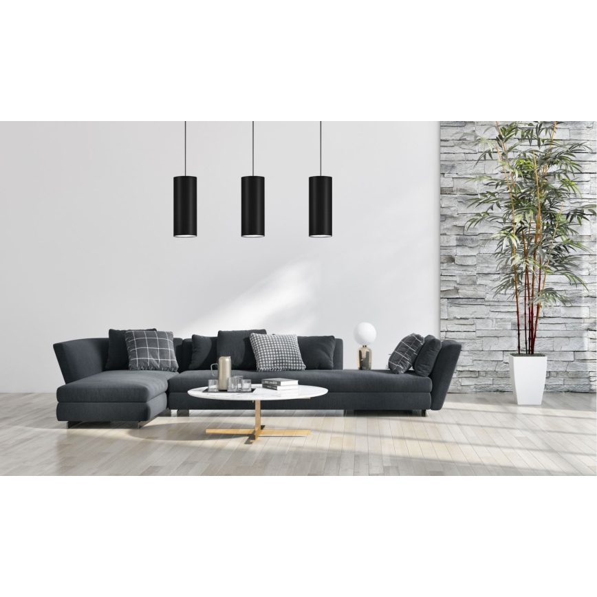 Ljuskrona med snöre ZIK 1xE27/40W/230V d. 10 cm svart