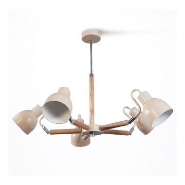 Ljuskrona med stång KALITHEA 5xE27/60W/230V beige