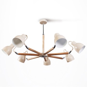 Ljuskrona med stång KALLITHEA 7xE27/60W/230V beige