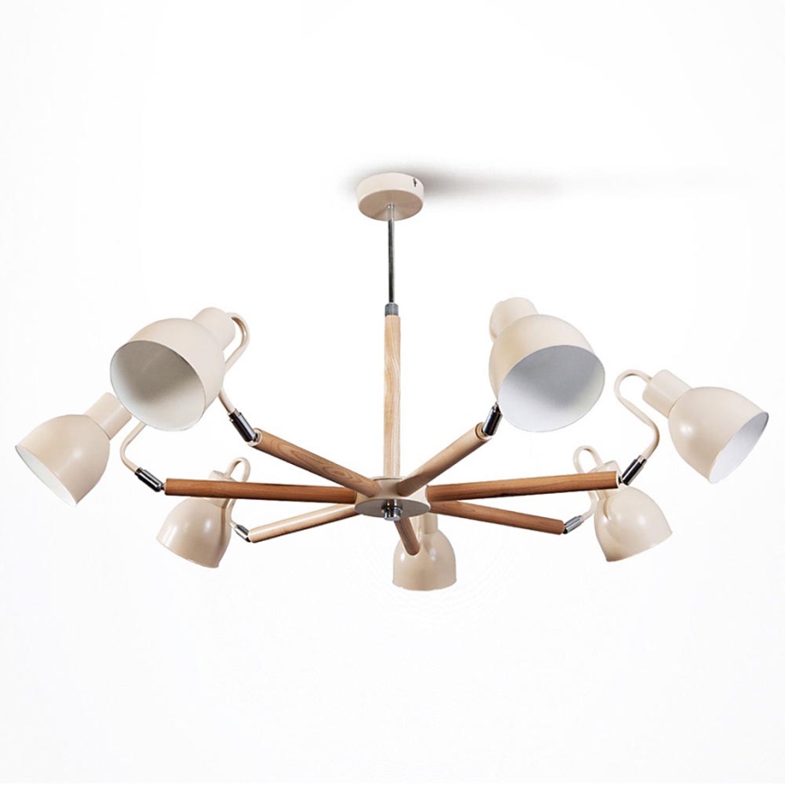 Ljuskrona med stång KALLITHEA 7xE27/60W/230V beige