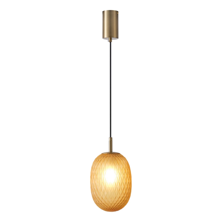 Ljuskrona med textilsladd 1xE14/25W/230V brun pr. 15 cm