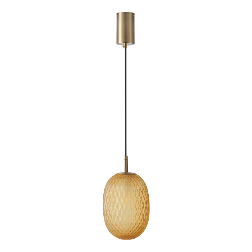 Ljuskrona med textilsladd 1xE14/25W/230V brun pr. 15 cm