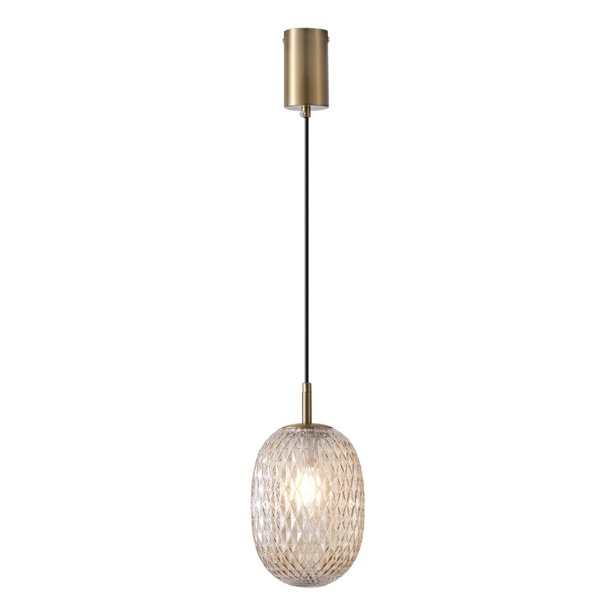 Ljuskrona med textilsladd 1xE14/25W/230V genomskinlig diameter 15 cm