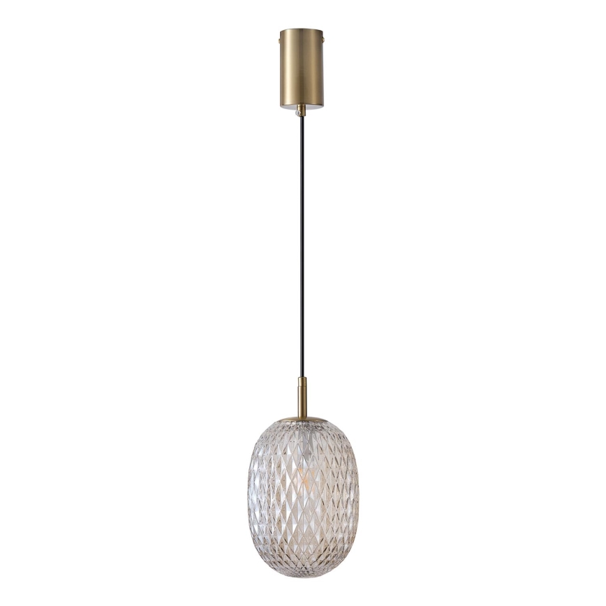 Ljuskrona med textilsladd 1xE14/25W/230V genomskinlig diameter 15 cm
