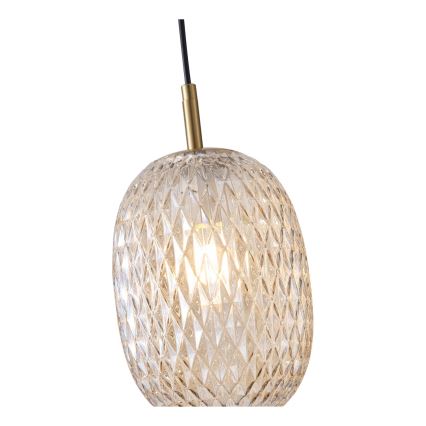 Ljuskrona med textilsladd 1xE14/25W/230V genomskinlig diameter 15 cm