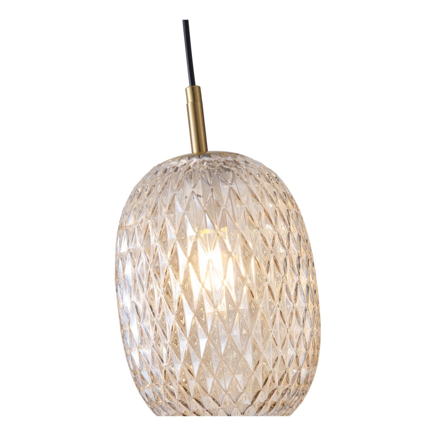 Ljuskrona med textilsladd 1xE14/25W/230V genomskinlig diameter 15 cm