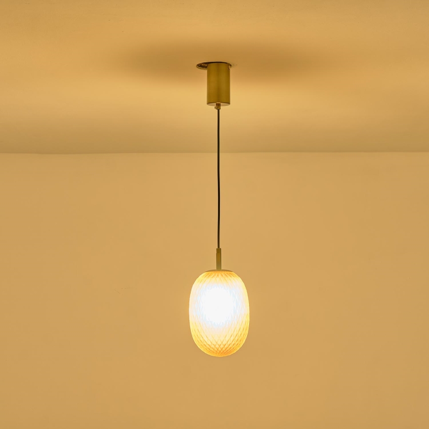 Ljuskrona med textilsladd 1xE14/25W/230V vit diameter 15 cm