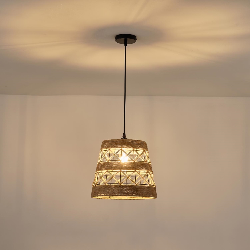 Ljuskrona med textilsladd 1xE27/15W/230V beige
