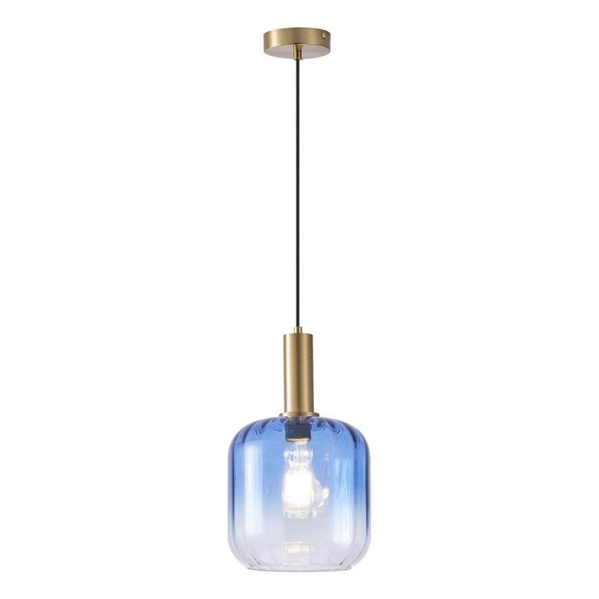 Ljuskrona med textilsladd 1xE27/15W/230V blå/rökig diameter 20 cm