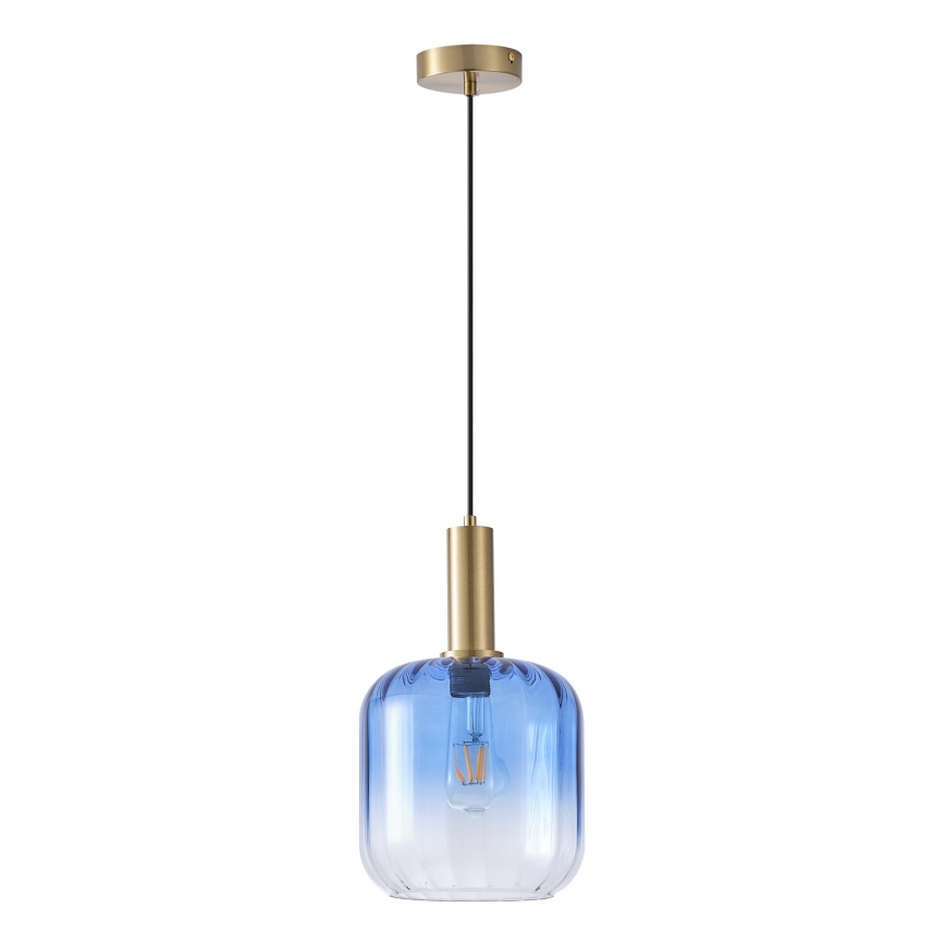 Ljuskrona med textilsladd 1xE27/15W/230V blå/rökig diameter 20 cm