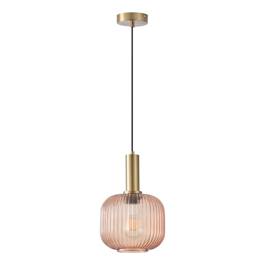 Ljuskrona med textilsladd 1xE27/15W/230V brun diameter 20 cm