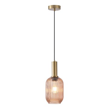 Ljuskrona med textilsladd 1xE27/15W/230V brun pr. 13 cm