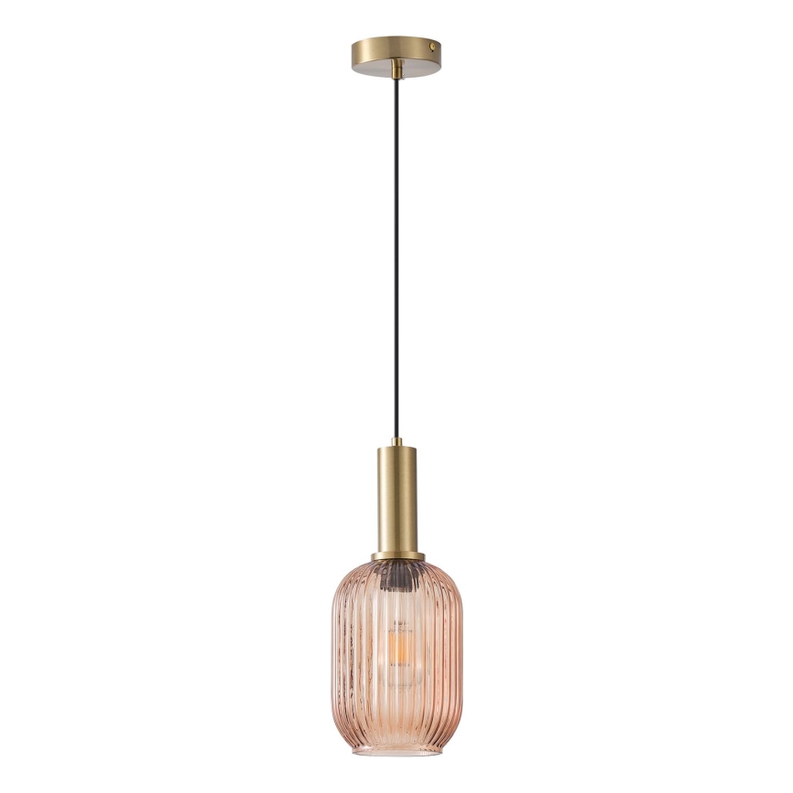 Ljuskrona med textilsladd 1xE27/15W/230V brun pr. 13 cm