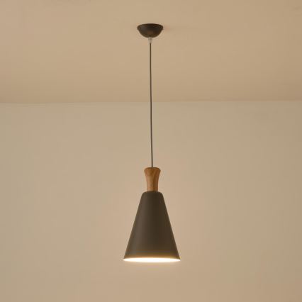 Ljuskrona med textilsladd 1xE27/15W/230V grå diameter 20 cm