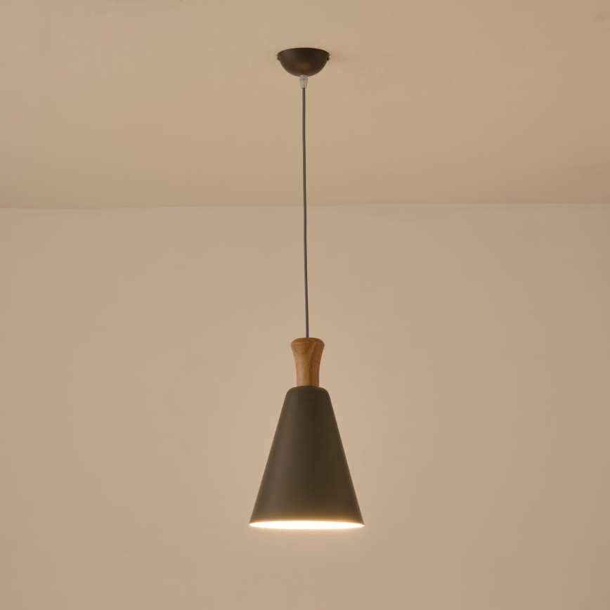Ljuskrona med textilsladd 1xE27/15W/230V grå diameter 20 cm