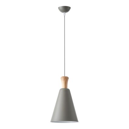 Ljuskrona med textilsladd 1xE27/15W/230V grå diameter 20 cm