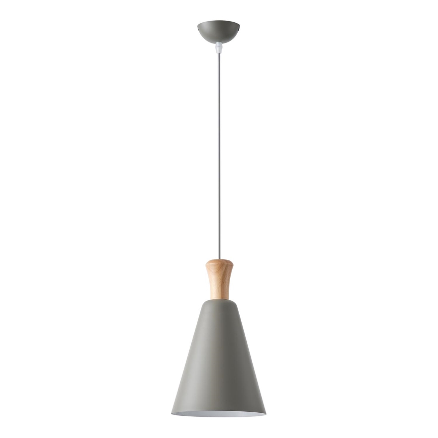 Ljuskrona med textilsladd 1xE27/15W/230V grå diameter 20 cm