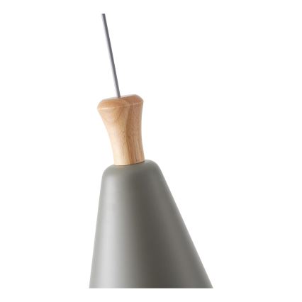 Ljuskrona med textilsladd 1xE27/15W/230V grå diameter 20 cm