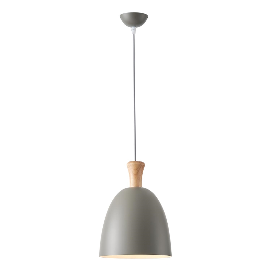 Ljuskrona med textilsladd 1xE27/15W/230V grå diameter 23 cm