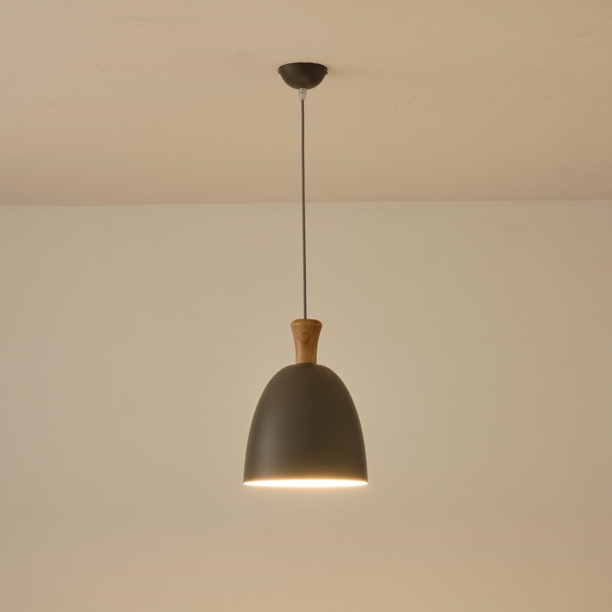 Ljuskrona med textilsladd 1xE27/15W/230V grå diameter 23 cm