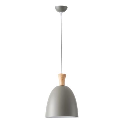 Ljuskrona med textilsladd 1xE27/15W/230V grå diameter 23 cm