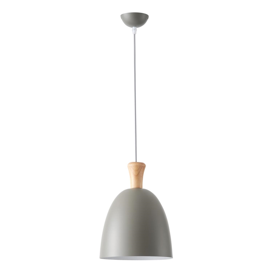 Ljuskrona med textilsladd 1xE27/15W/230V grå diameter 23 cm