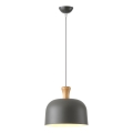 Ljuskrona med textilsladd 1xE27/15W/230V grå diameter 27 cm