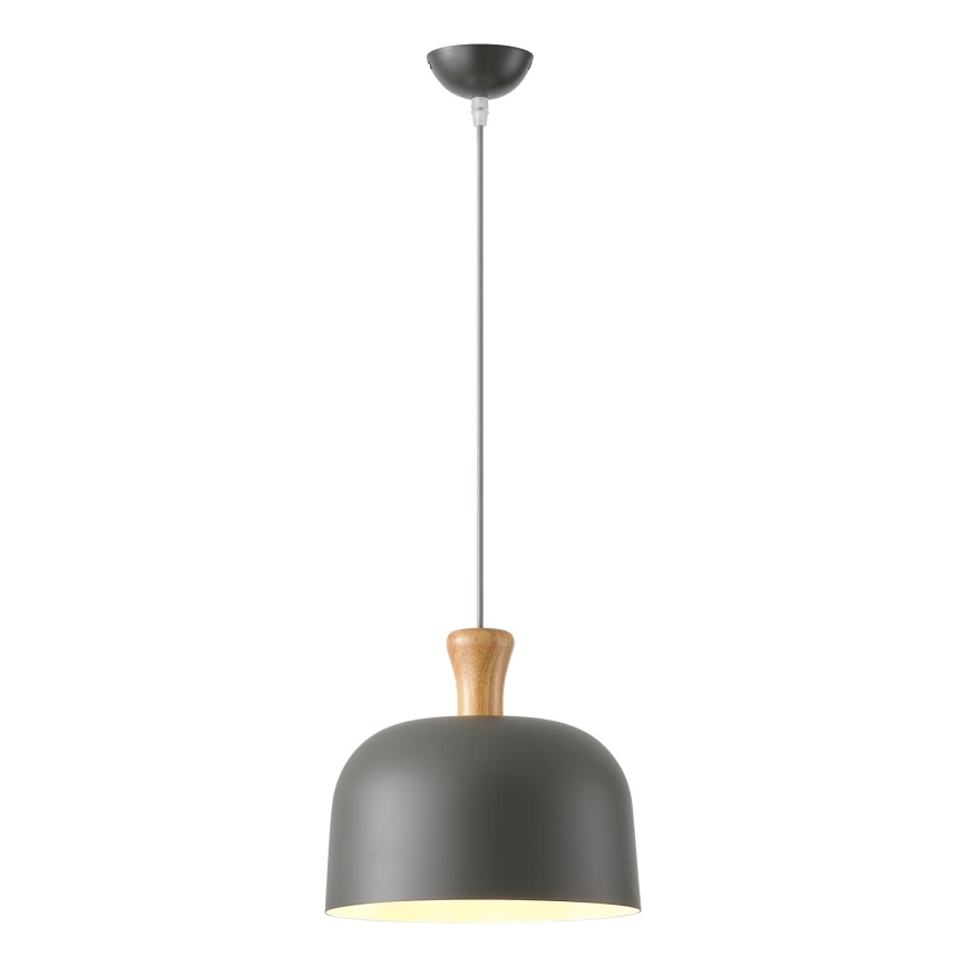 Ljuskrona med textilsladd 1xE27/15W/230V grå diameter 27 cm