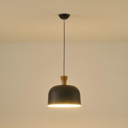 Ljuskrona med textilsladd 1xE27/15W/230V grå diameter 27 cm