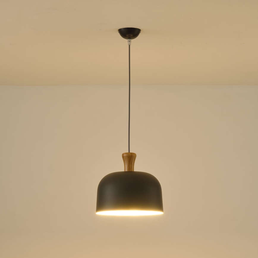 Ljuskrona med textilsladd 1xE27/15W/230V grå diameter 27 cm