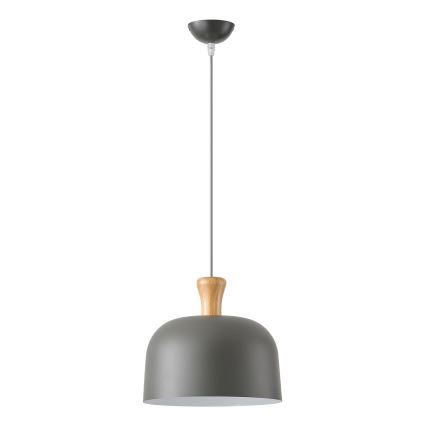 Ljuskrona med textilsladd 1xE27/15W/230V grå diameter 27 cm
