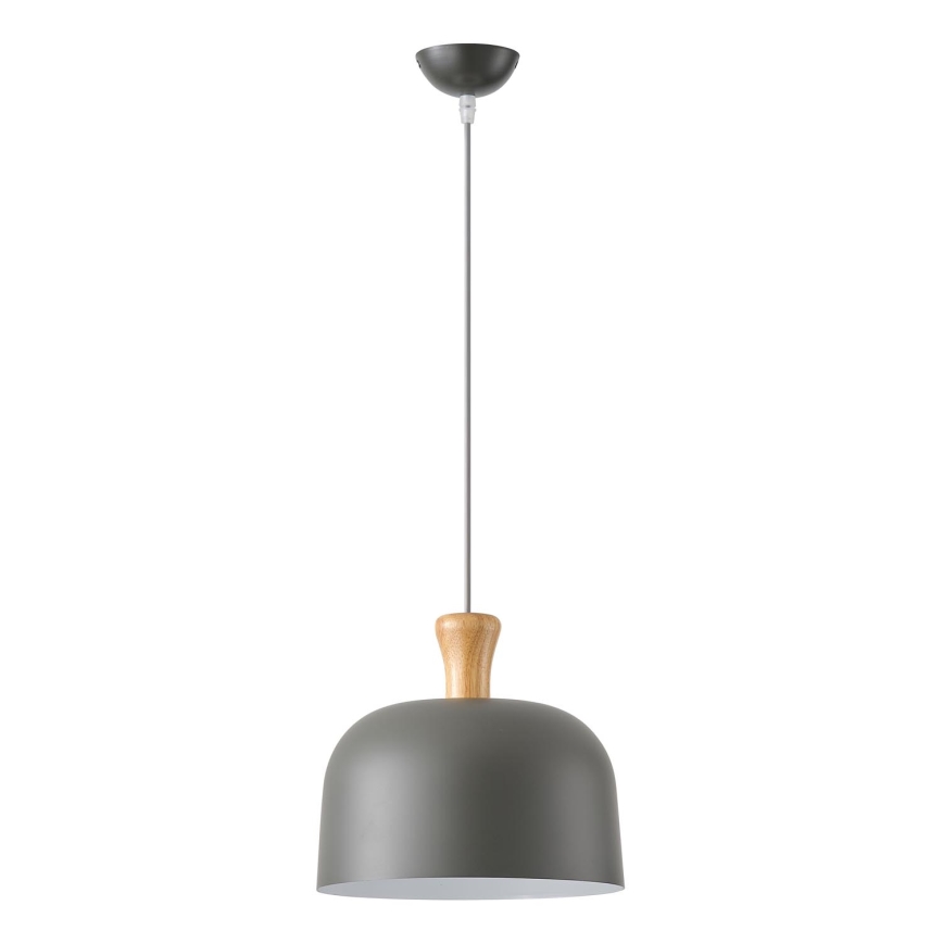 Ljuskrona med textilsladd 1xE27/15W/230V grå diameter 27 cm