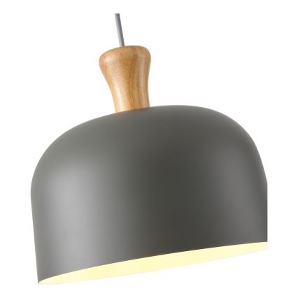 Ljuskrona med textilsladd 1xE27/15W/230V grå diameter 27 cm